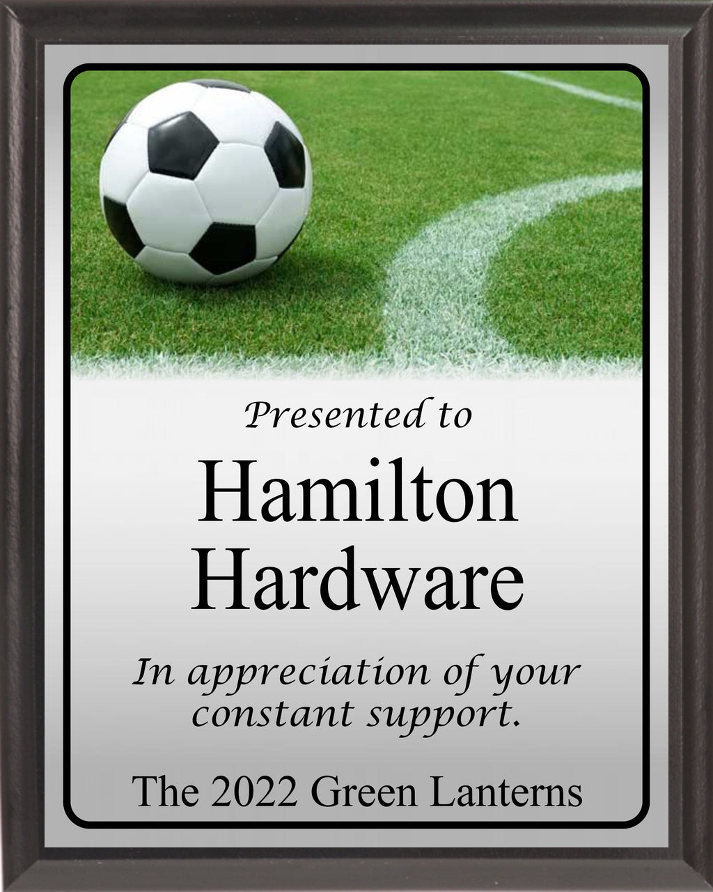 Ball on Soccer Field Line Plaque