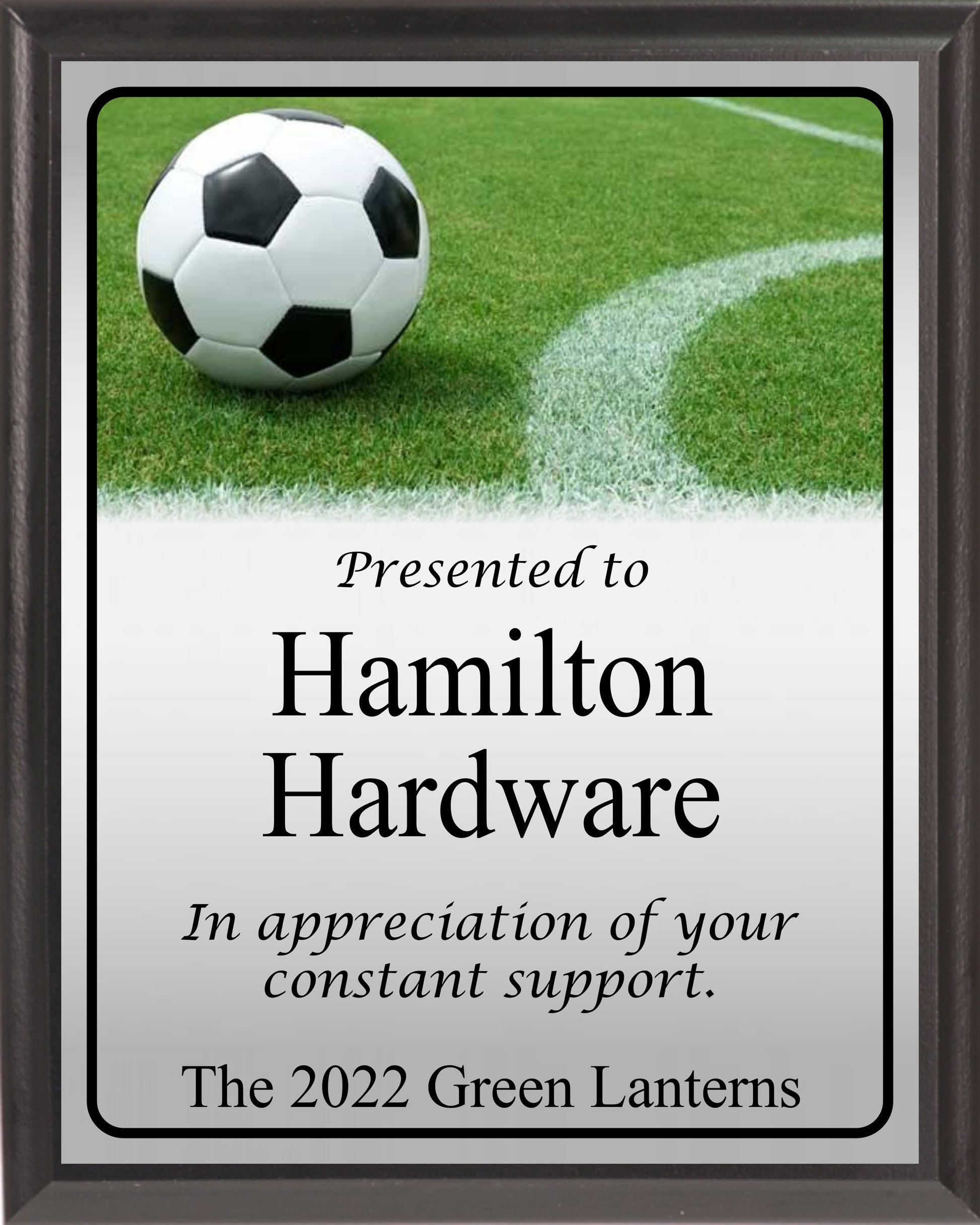 Ball on Soccer Field Line Plaque