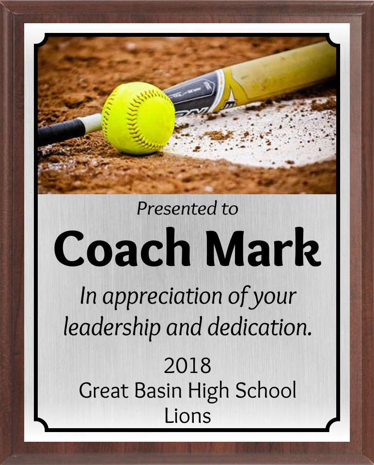 Bat and Ball Softball Plaque