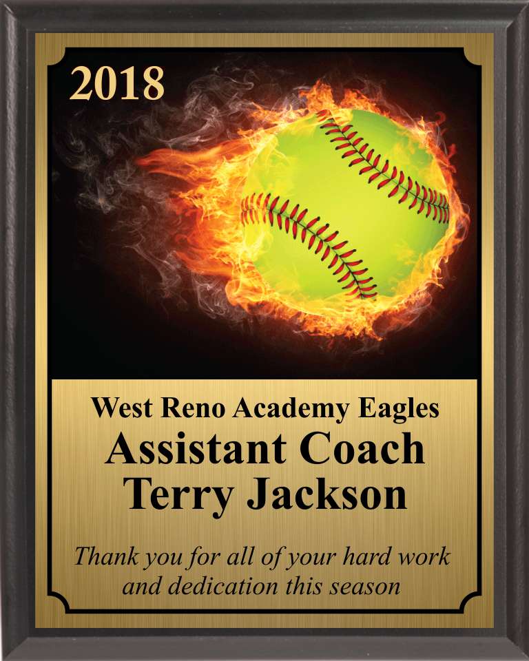 Flaming Softball Plaque
