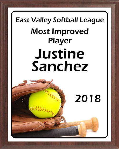 Glove, Ball, and Bats Softball Plaque