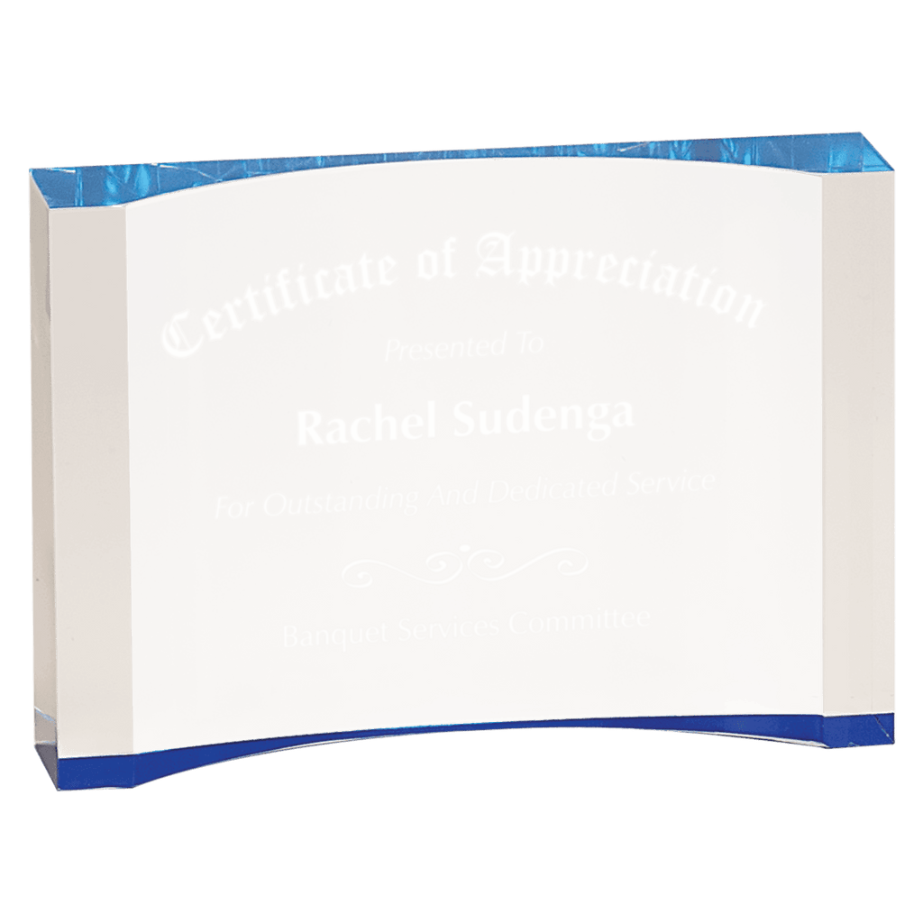 Blue 8" x 5 1/2" 1" Thick Acrylic Crescent