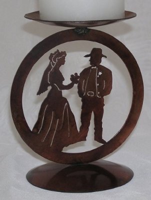 Cowboy Wedding Medallion Candle Holder