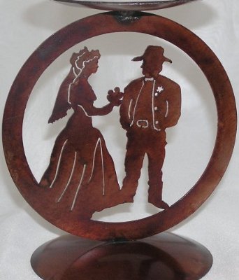 Cowboy Wedding Medallion Candle Holder