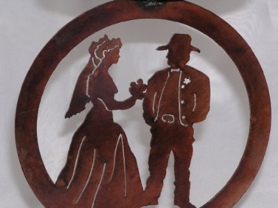 Cowboy Wedding Medallion Candle Holder