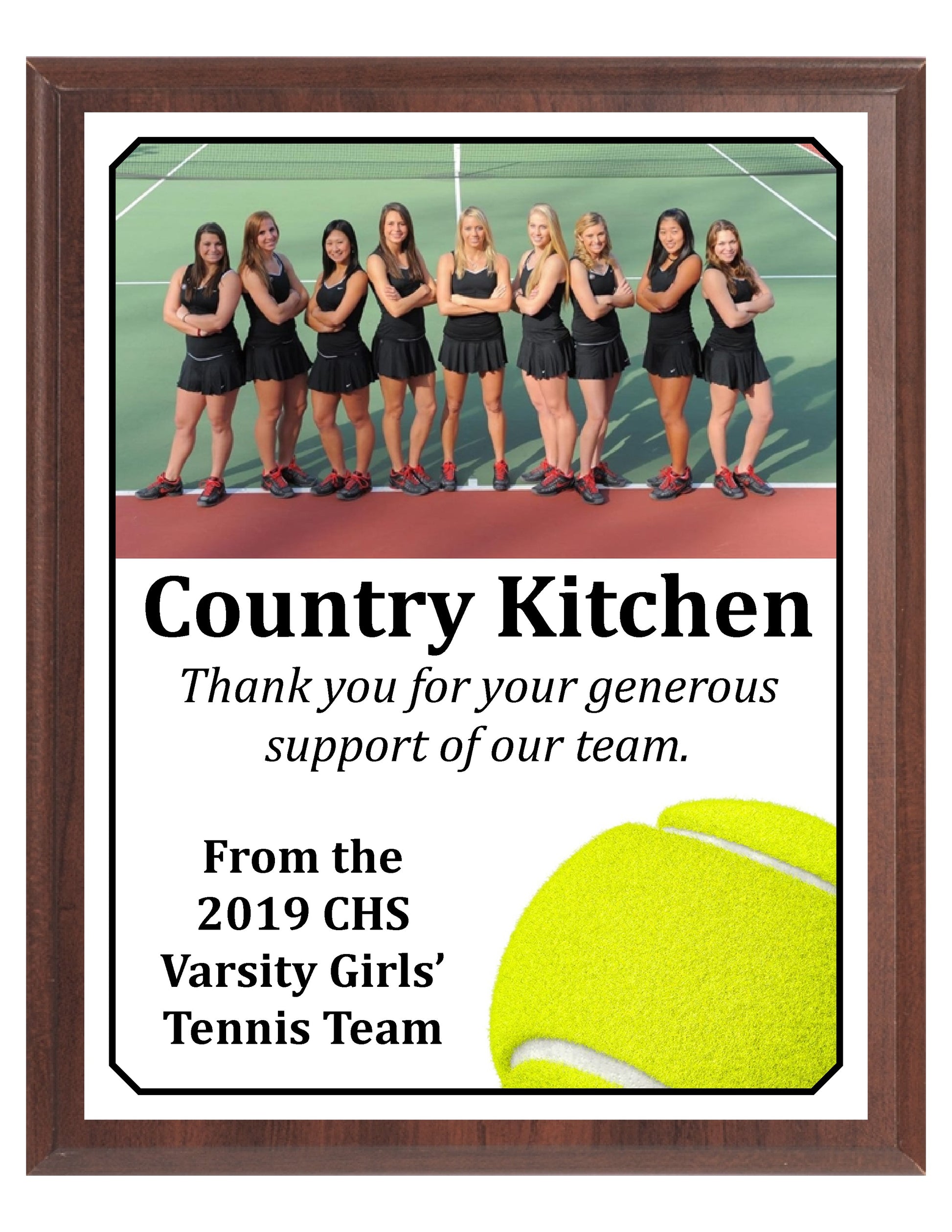 Economy Heat Transfer Team Photo Plaque, Tennis