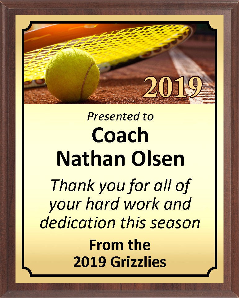Ball and Racquet Tennis Plaque, Gold