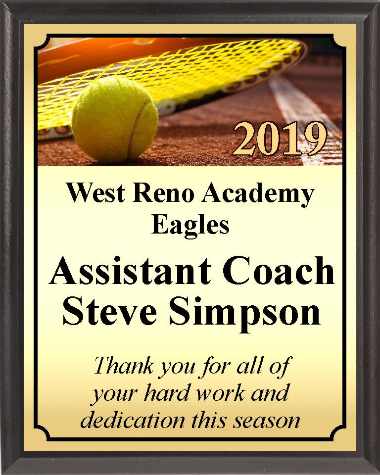 Ball and Racquet Tennis Plaque, Gold