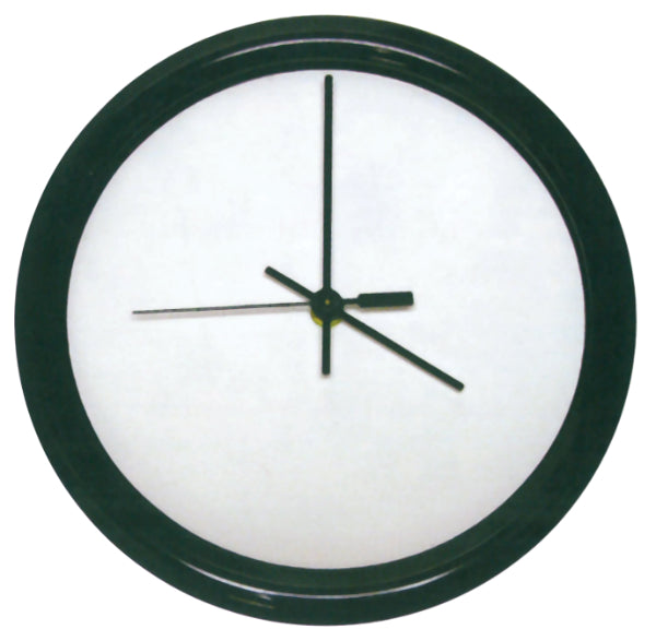 Round Gloss White Hardboard Clock With Black Frame