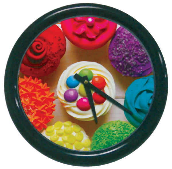 Round Clock With Black Frame And Lens W/8-1/8" Diam Insert