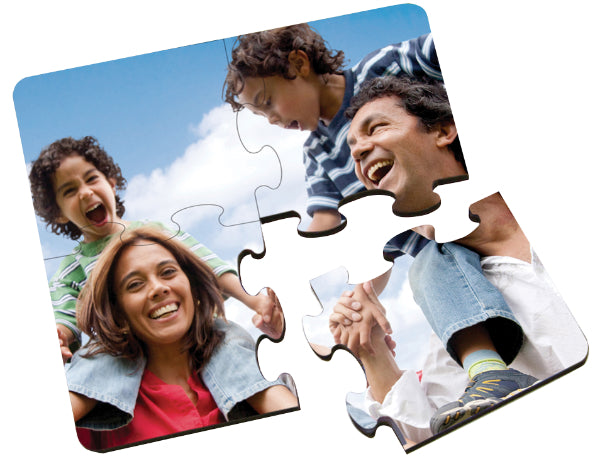 4 Pc Glossy Square Coaster Hardboard Puzzle With Cork Back