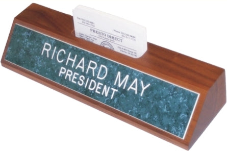 10" Genuine Walnut Desk Wedge with Business Card Holder