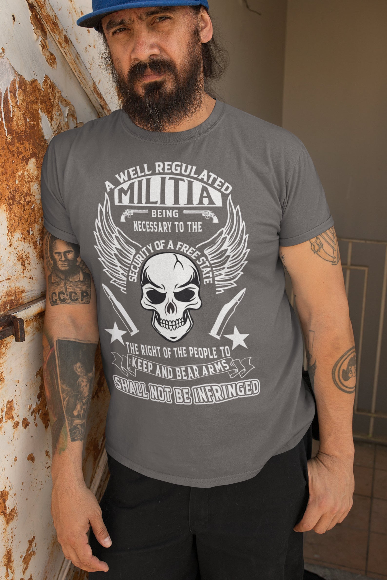 Militia Skull 2nd Amendment T-Shirt