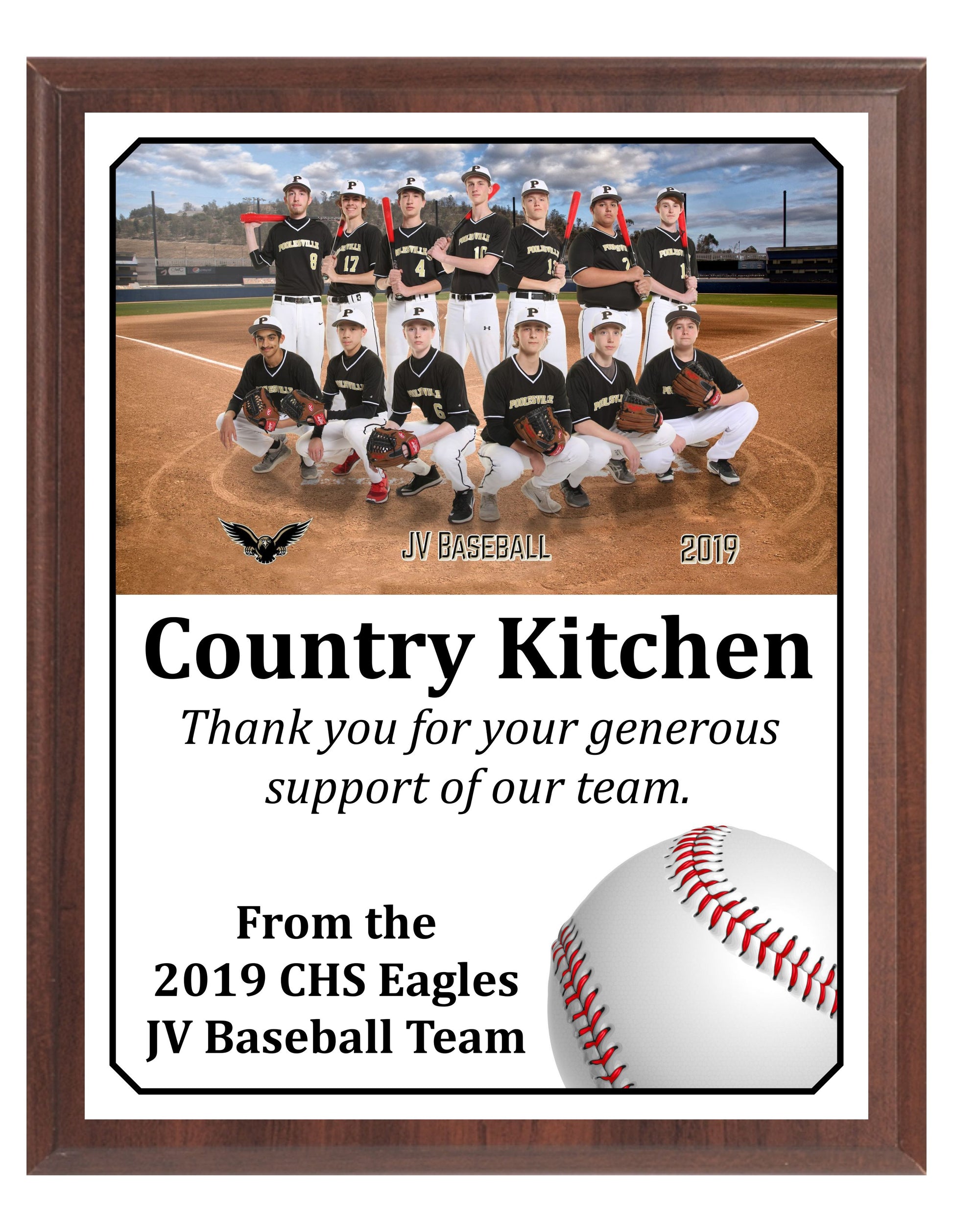 Economy Heat Transfer Team Photo Plaque, Baseball
