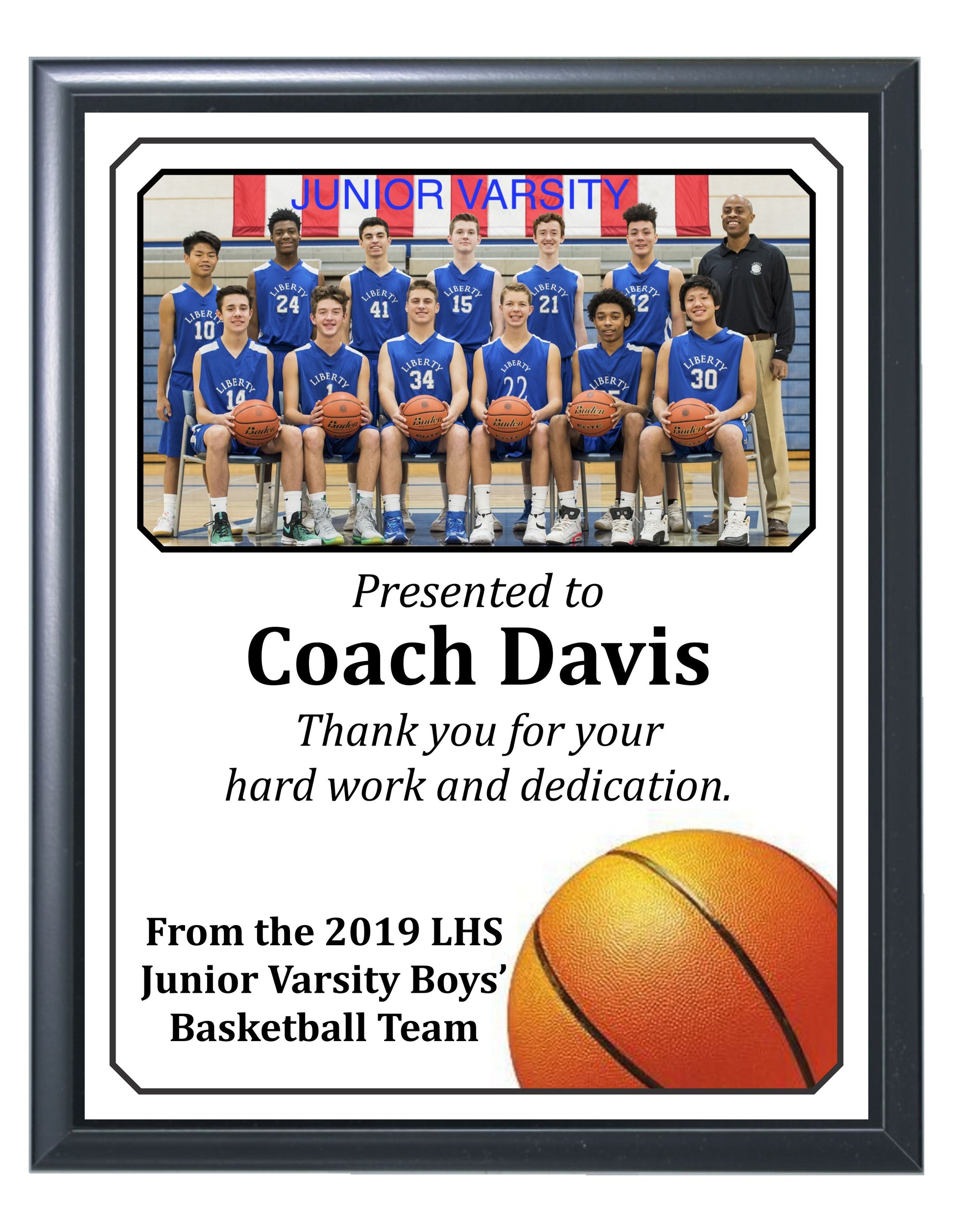 Economy Heat Transfer Team Photo Plaque, Basketball