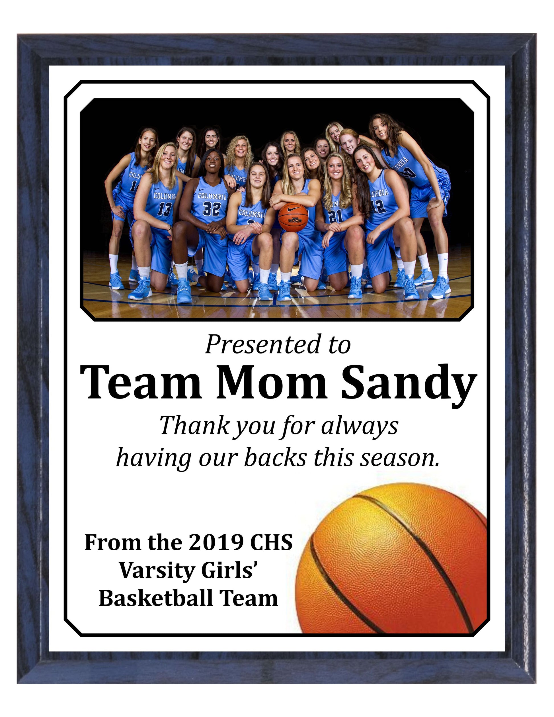 Economy Heat Transfer Team Photo Plaque, Basketball