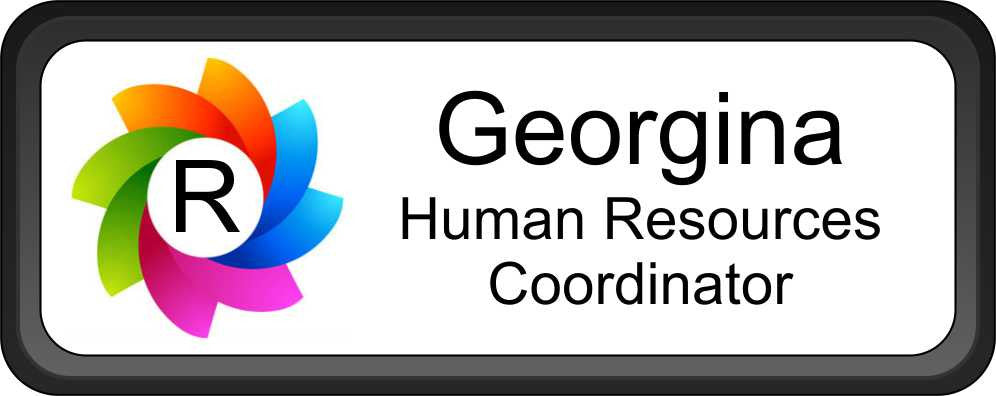 Black Plastic 1" x 3 Name Badge with Round Corners