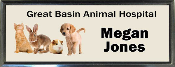 Black Plastic 1" x 3 Name Badge with Square Corners