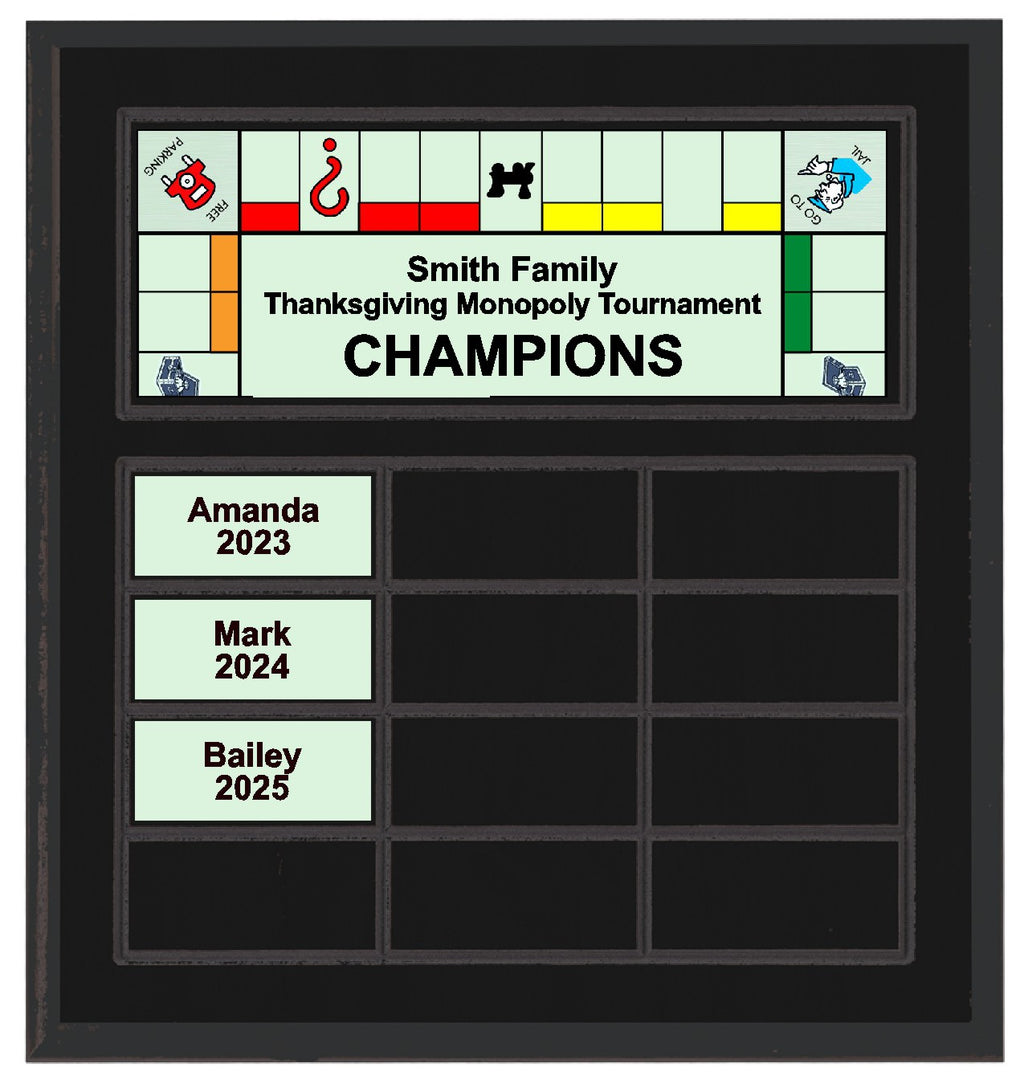 Routed Full-Color Perpetual Plaque, Black with 12 White Full-Color Plates