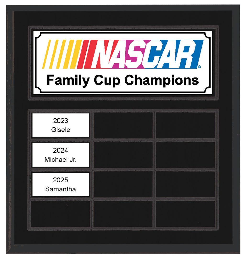 Routed Full-Color Perpetual Plaque, Black with 12 White Full-Color Plates
