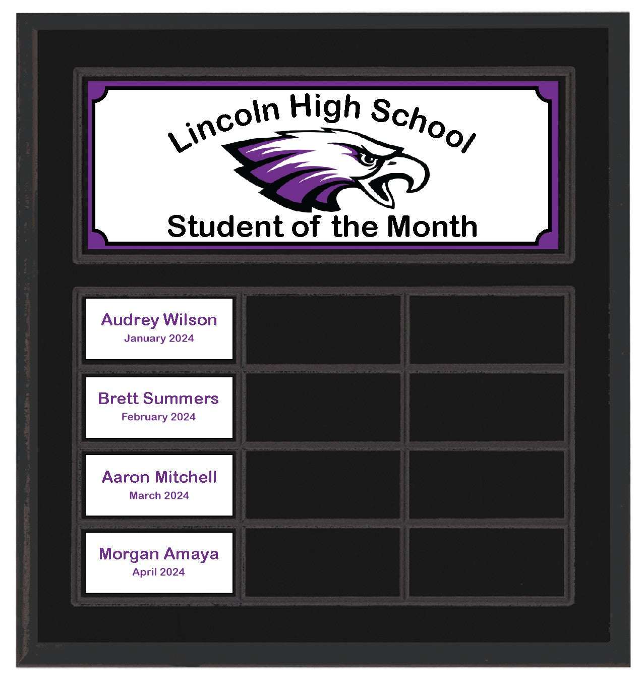 Routed Full-Color Perpetual Plaque, Black with 12 White Full-Color Plates