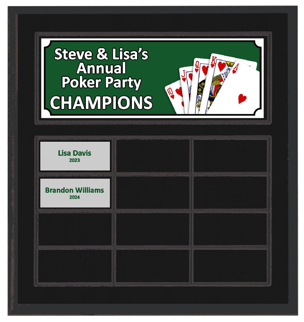 Routed Full-Color Perpetual Plaque, Black with 12 White Full-Color Plates