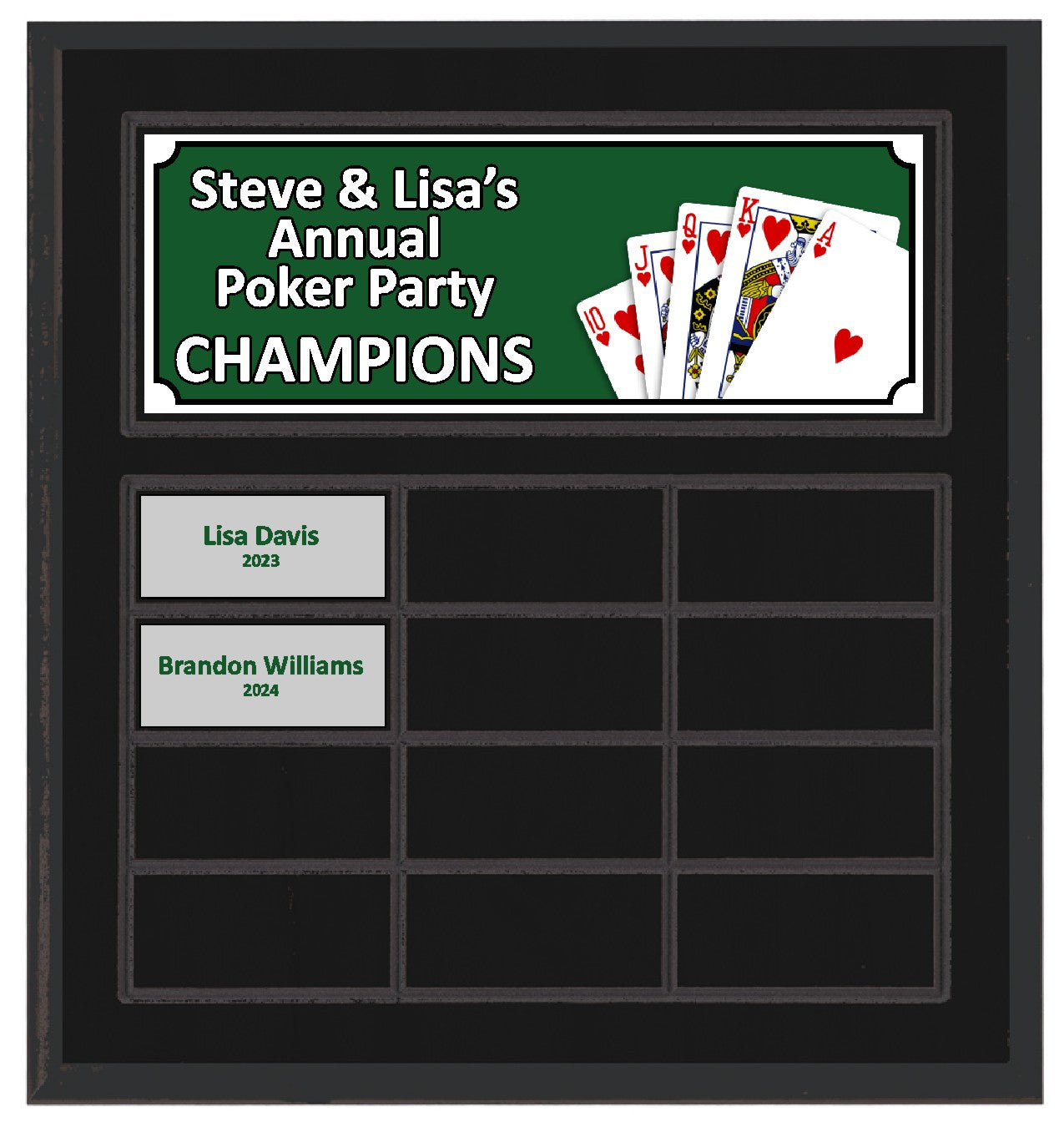 Routed Full-Color Perpetual Plaque, Black with 12 White Full-Color Plates