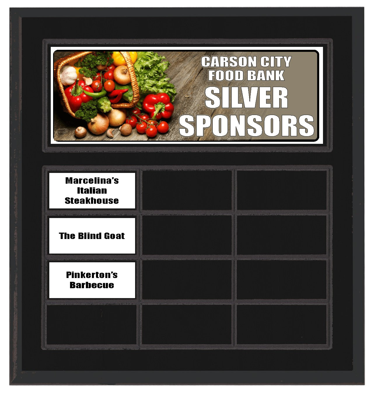 Routed Full-Color Perpetual Plaque, Black with 12 White Full-Color Plates