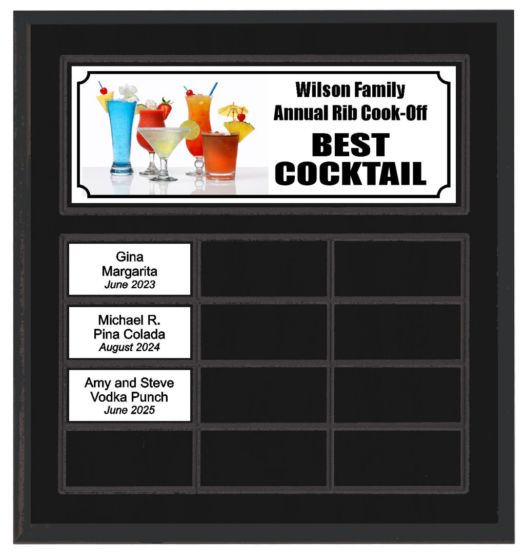 Routed Full-Color Perpetual Plaque, Black with 12 White Full-Color Plates
