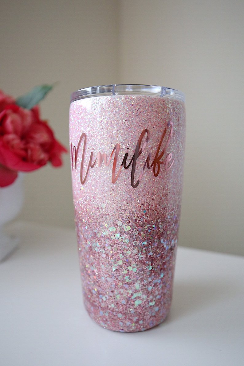 Blush and Rose Gold Glitter Tumbler