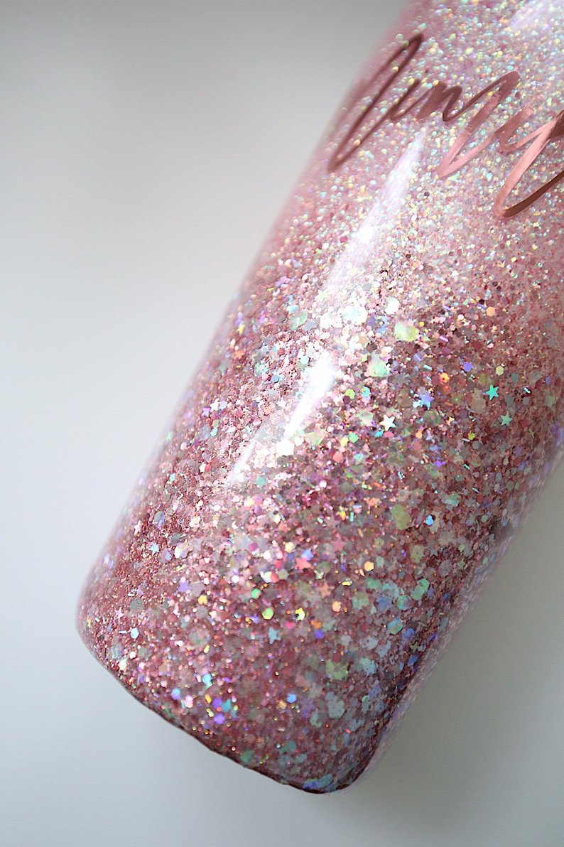 Blush and Rose Gold Glitter Tumbler