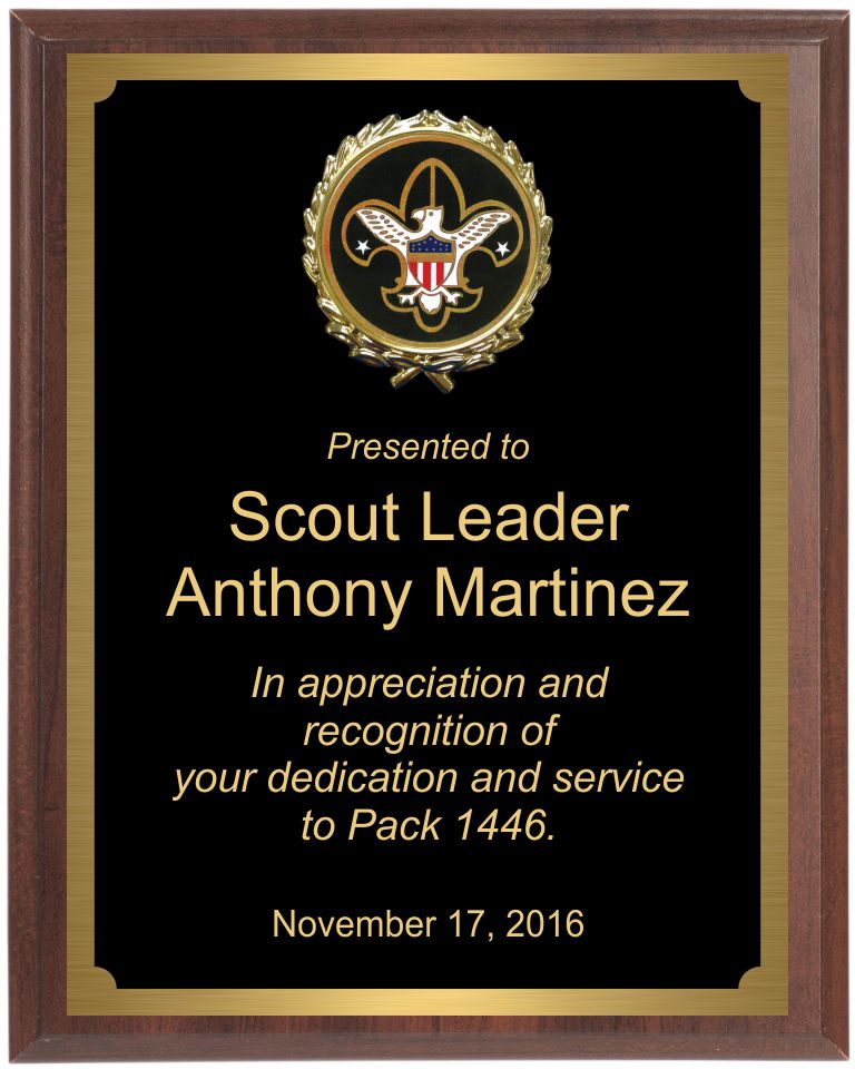 Boy Scout Wall Plaque with black brass plate BSP1