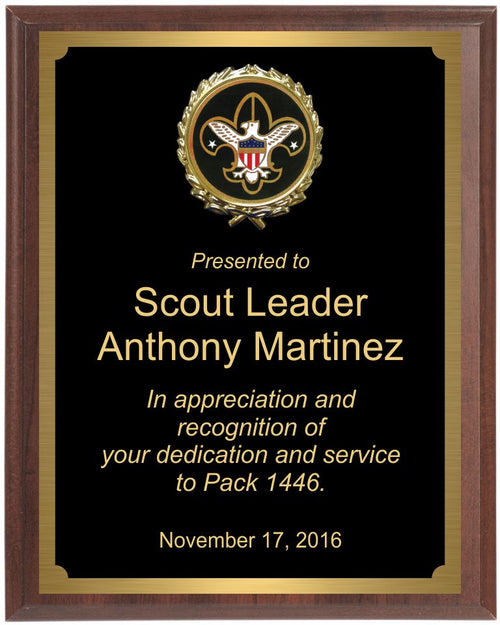 Boy Scout Wall Plaque with black brass plate BSP1