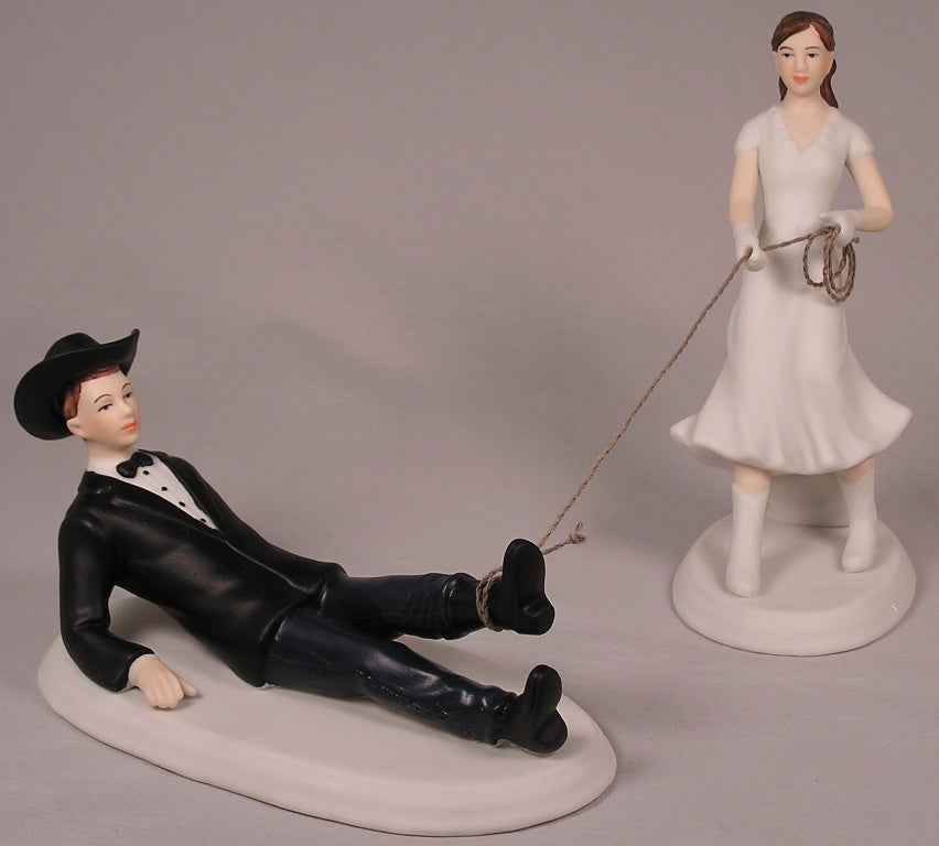 Bride Roping Groom Cake Top