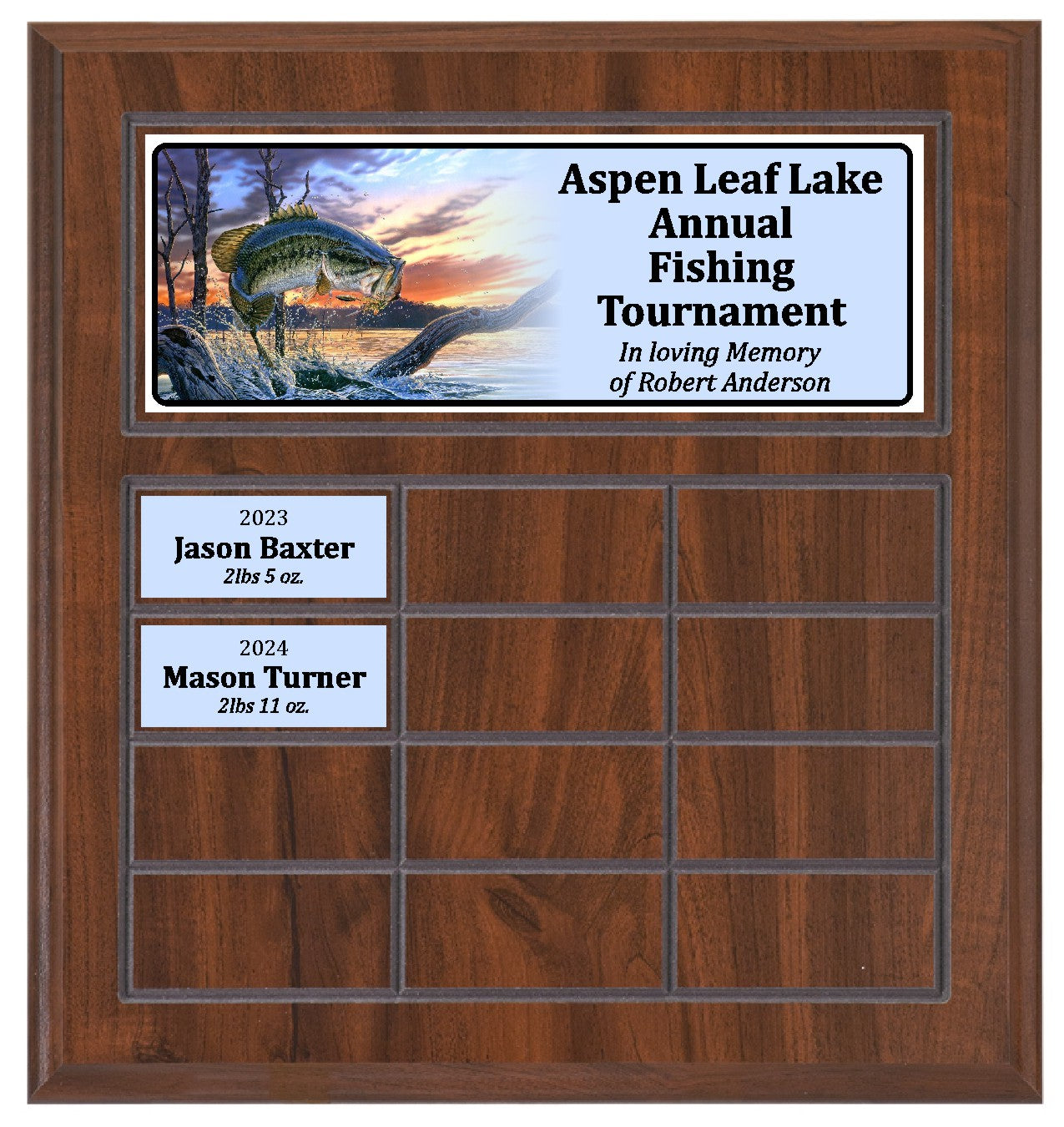 Routed Full-Color Perpetual Plaque, Brown with 12 White Full-Color Plates
