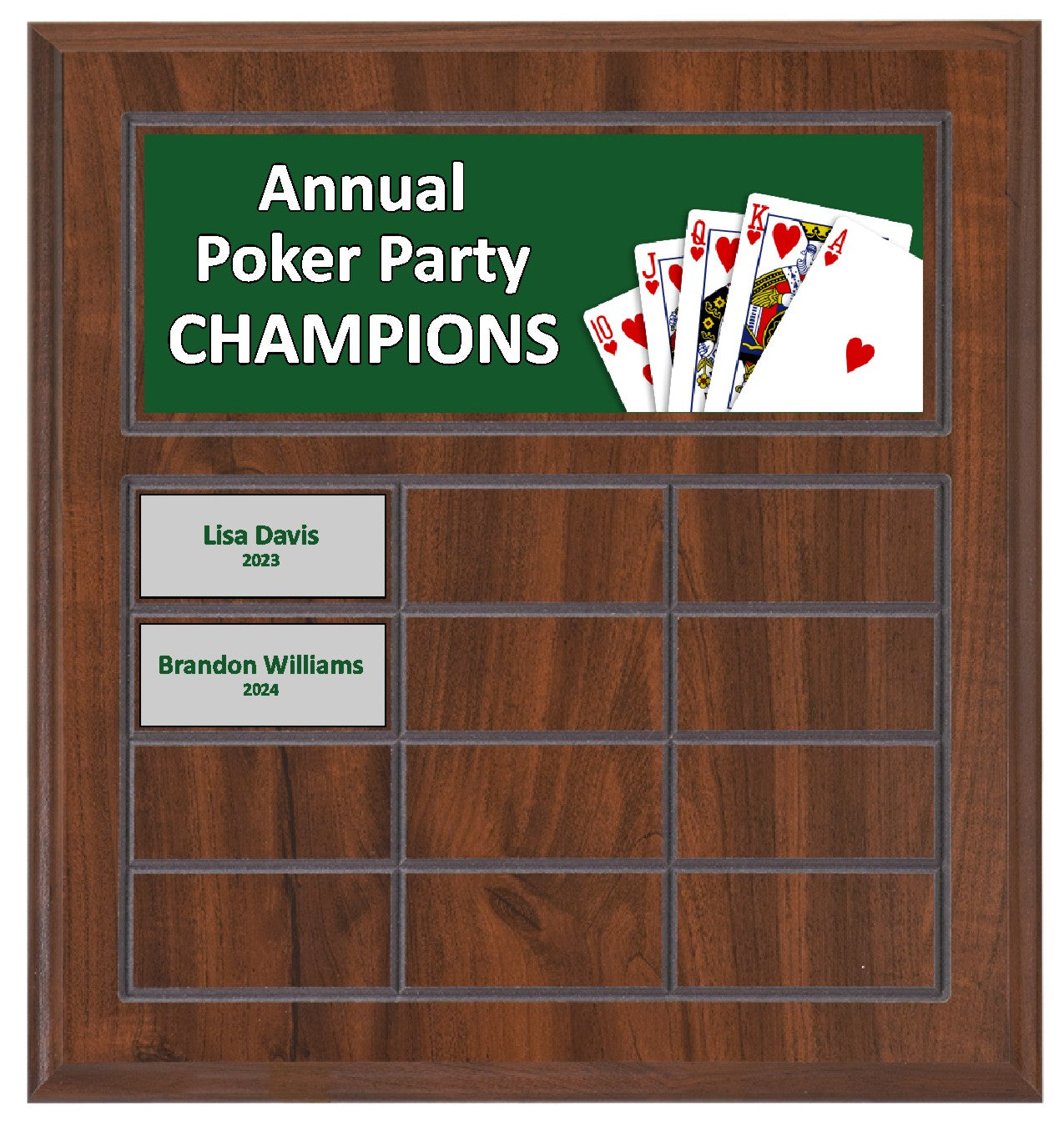 Routed Full-Color Perpetual Plaque, Brown with 12 White Full-Color Plates