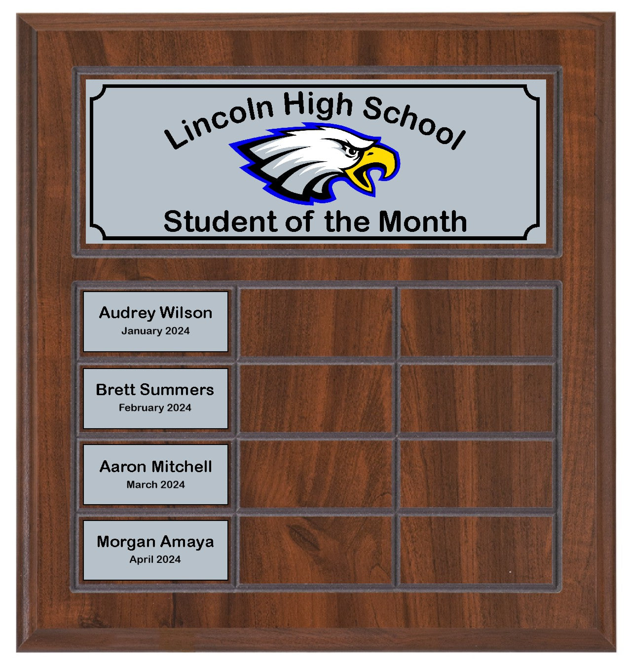 Routed Full-Color Perpetual Plaque, Brown with 12 White Full-Color Plates