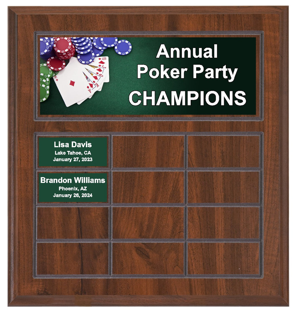 Routed Full-Color Perpetual Plaque, Brown with 12 White Full-Color Plates