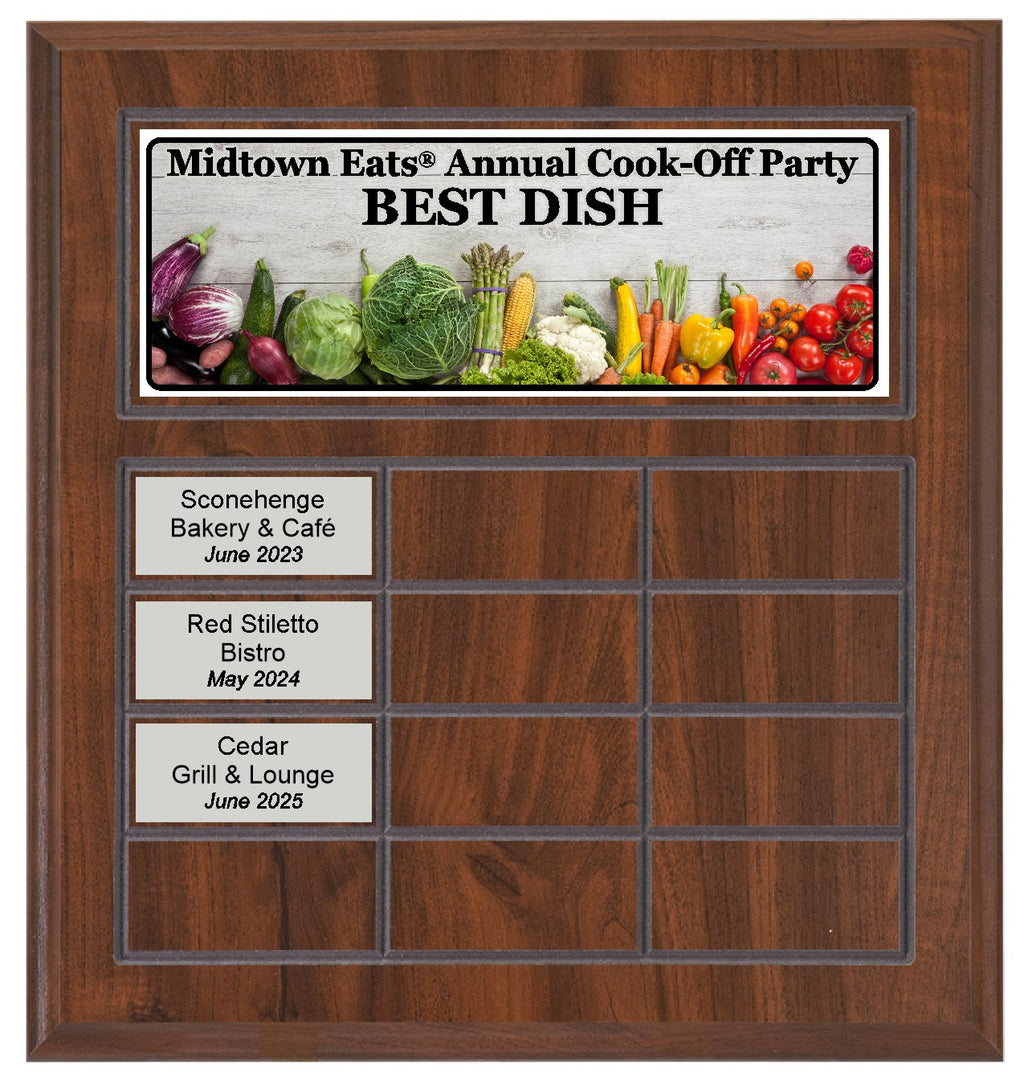 Routed Full-Color Perpetual Plaque, Brown with 12 White Full-Color Plates