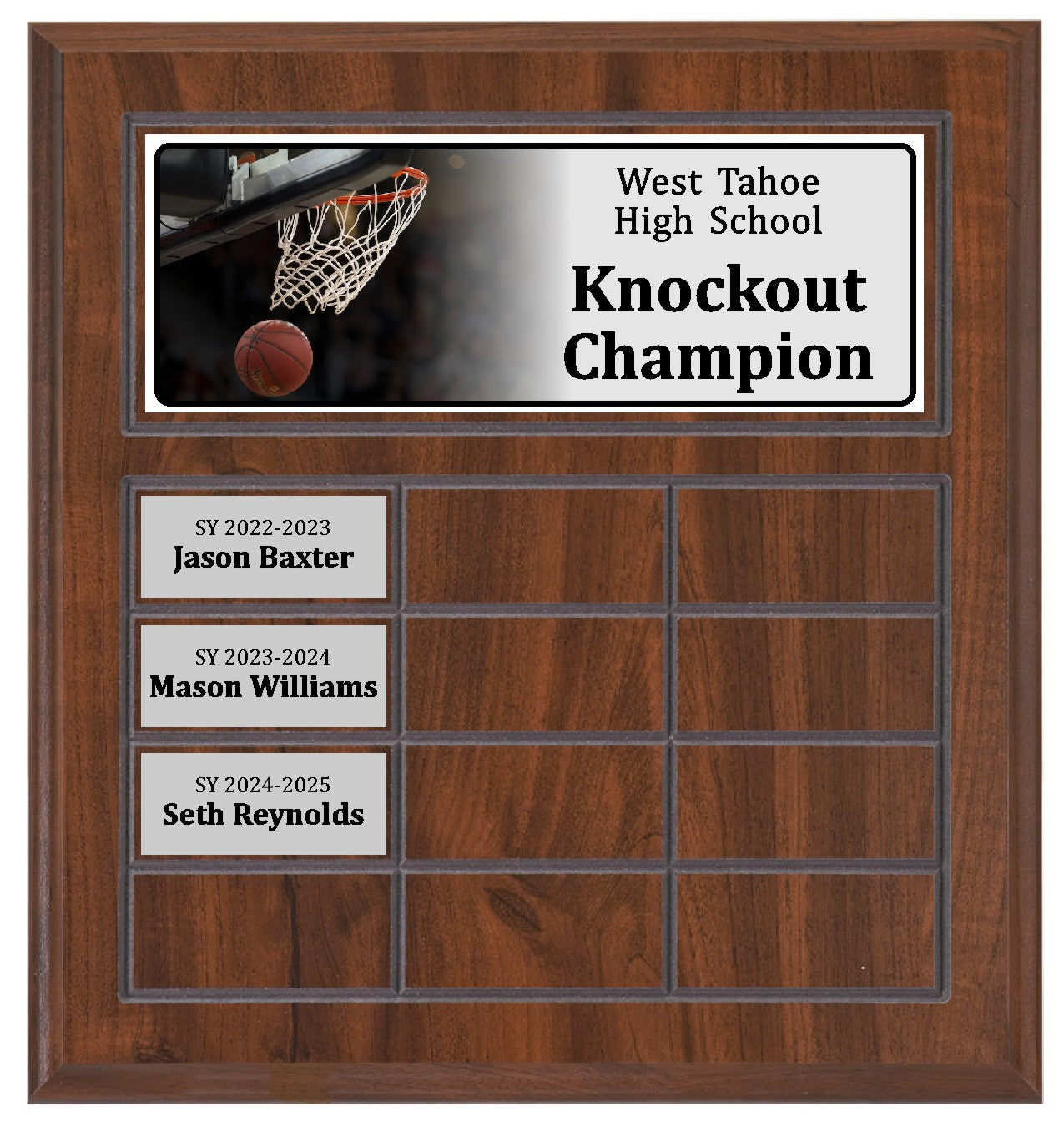 Routed Full-Color Perpetual Plaque, Brown with 12 White Full-Color Plates