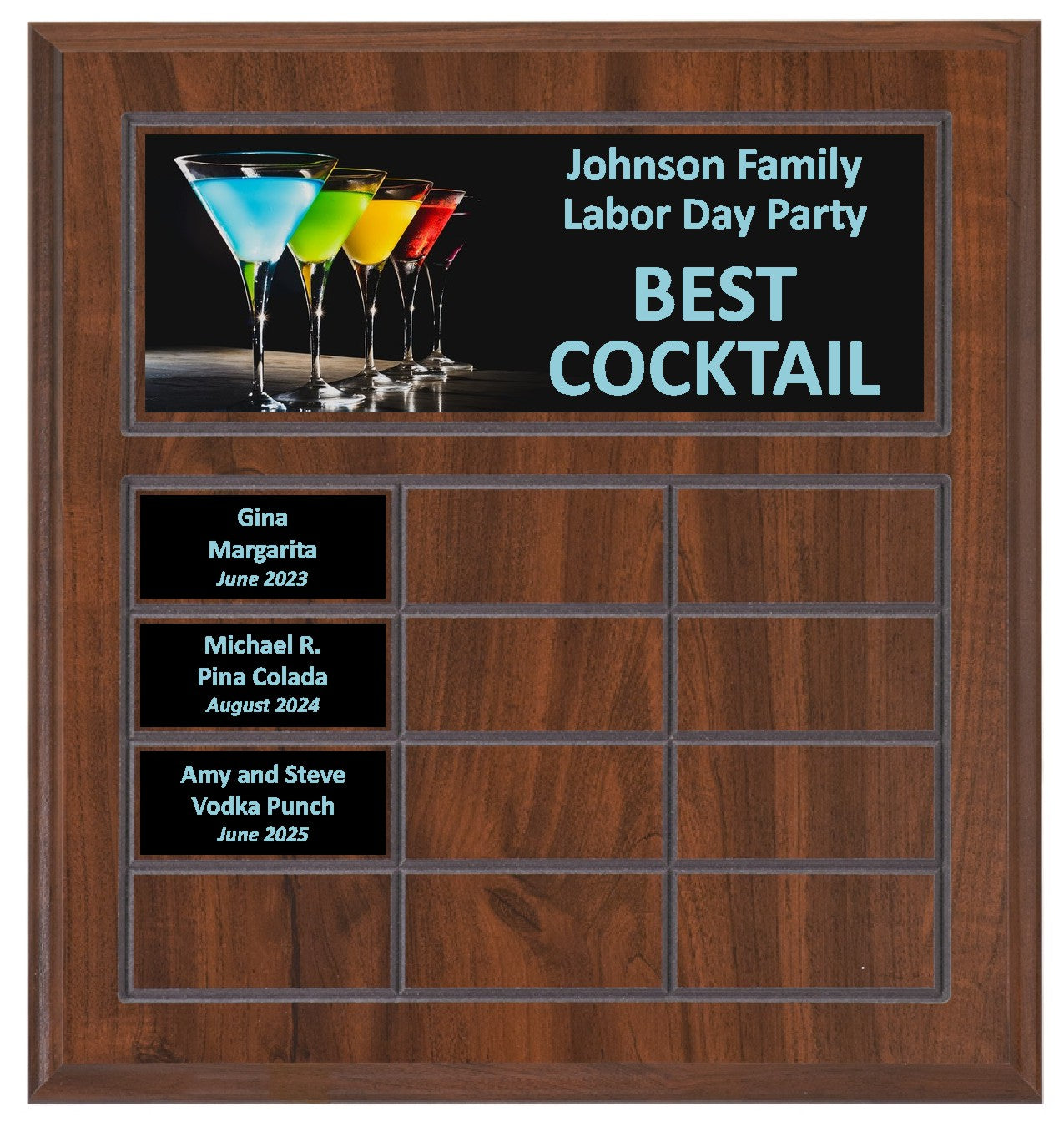 Routed Full-Color Perpetual Plaque, Brown with 12 White Full-Color Plates