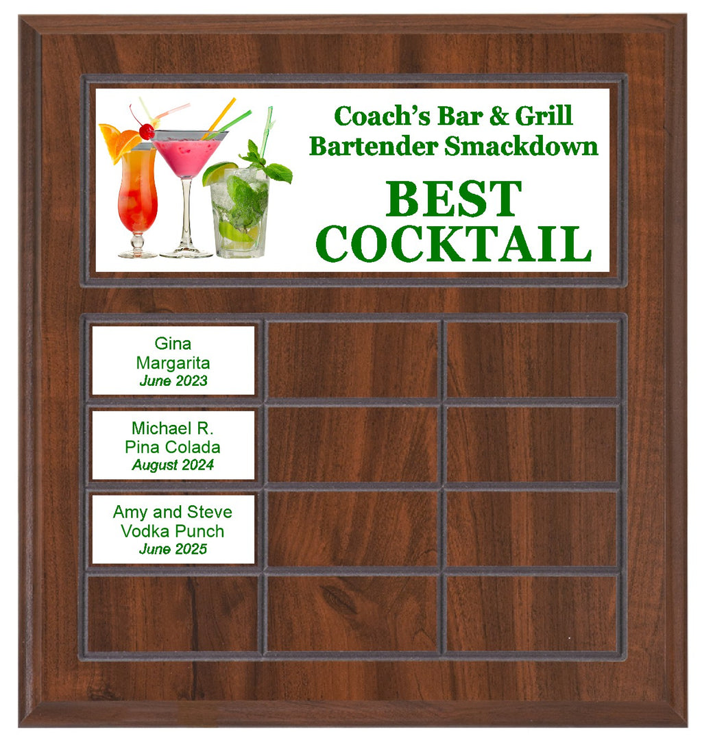 Routed Full-Color Perpetual Plaque, Brown with 12 White Full-Color Plates