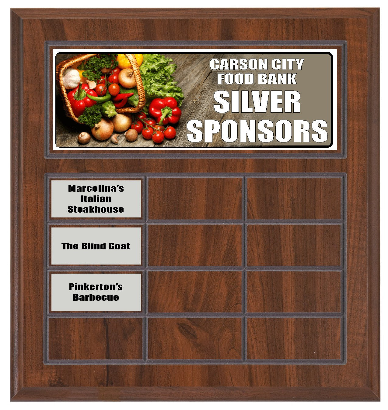 Routed Full-Color Perpetual Plaque, Brown with 12 White Full-Color Plates