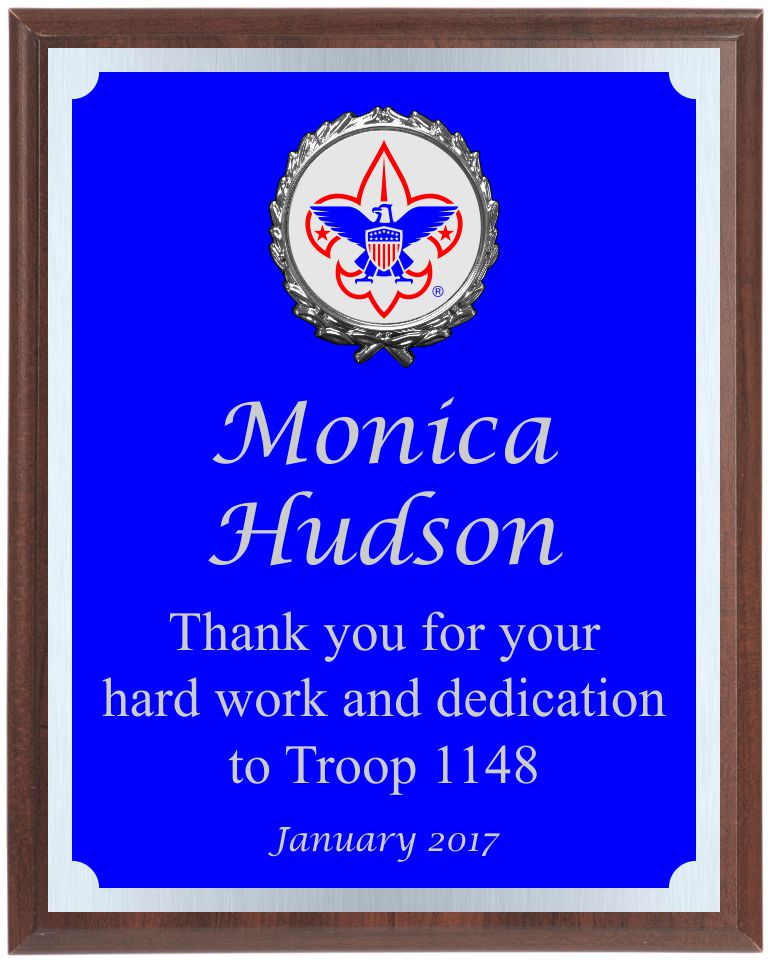 Engraved Blue And Silver Boy Scout Plaque BSP3