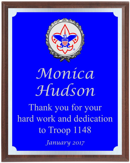 Engraved Blue And Silver Boy Scout Plaque BSP3