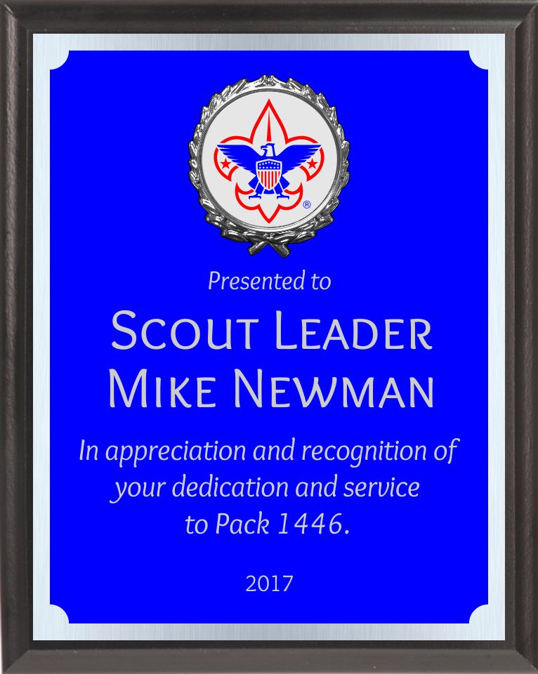 Engraved Blue And Silver Boy Scout Plaque BSP3