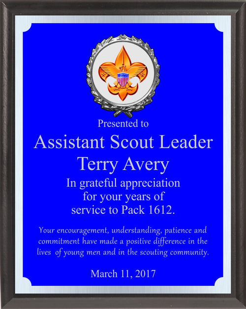 Engraved Blue And Silver Boy Scout Plaque BSP4