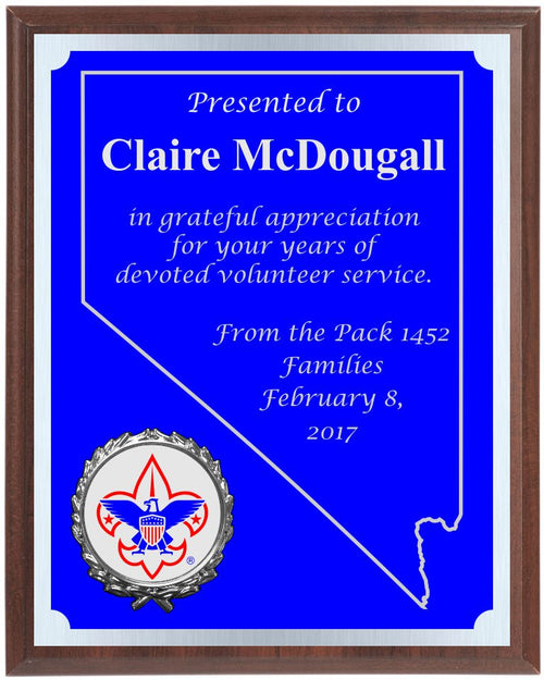 Nevada Theme Blue And Silver Boy Scout Plaque BSP3NV