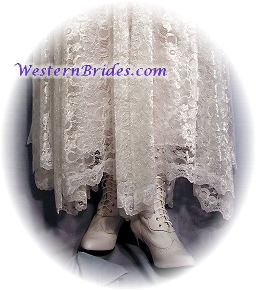 Square Neck Tea Length Gown, White, Size 8