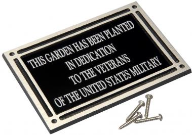 Silver cast aluminum plaque with raised double border and holes in corners